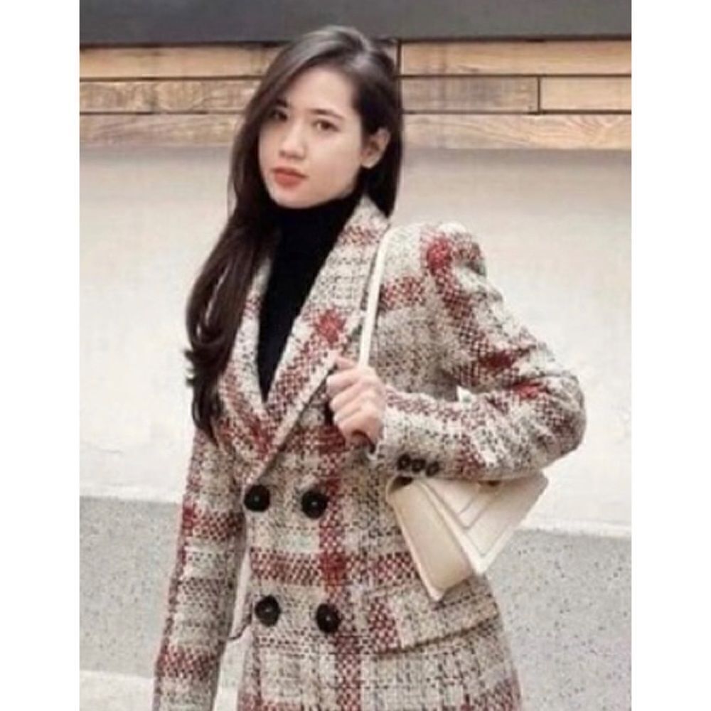 NWT Zara Blogger’s Favorite Textured Plaid Boucle Double Breasted Blazer, Small - Picture 8 of 16